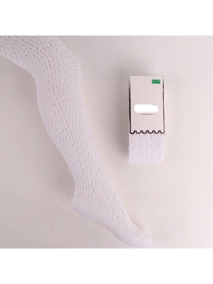 Kendinden Desenli Beyaz Külotlu Çorap (3-12 yaş)