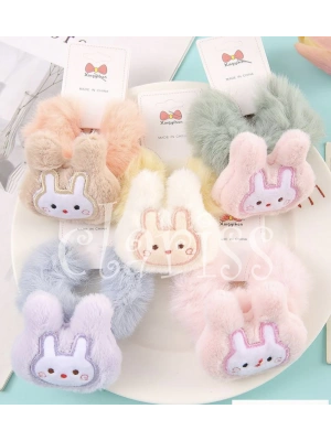 Tavşan Figürlü Tüylü Simit Toka