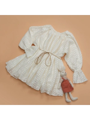 Dantelli Yarasa Kol Elbise (2-4 yaş)