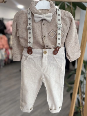 Pamuklu Keten Kahve 4lü Takım (1-4 yaş)