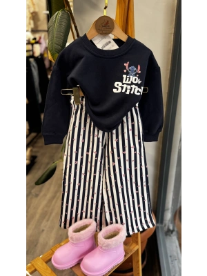 Stitch Baskılı Geniş Paçalı Takım (2-8 yaş)