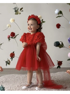 Gül Detaylı Abiye (1-5 yaş)