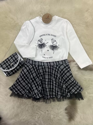 Ekose Tül Etekli Çantalı Takım