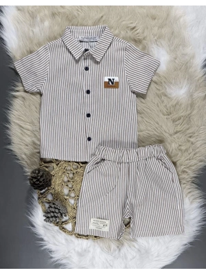 Kahverengi Çizgili İkili Takım