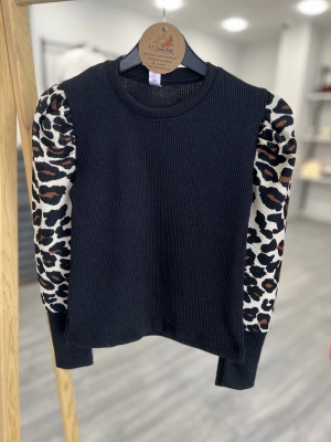 Leopar Balon Kol Bluz (4-8 yaş)