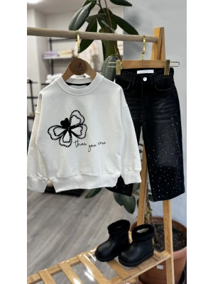 Taşlı Kot Pantolonlu Takım (3-10 yaş)