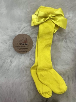 Fiyonklu Sarı Diz Altı Çorap