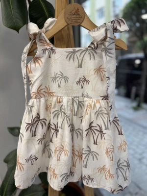 Haki Palmiye Desen Elbise