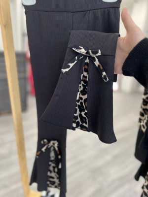 İspanyol Paça Leopar Detay Tayt