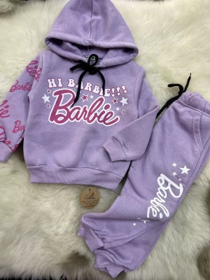 Kapüşonlu Barbie Eşofman Takımı Lila