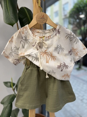 Haki Palmiye Desen Takım