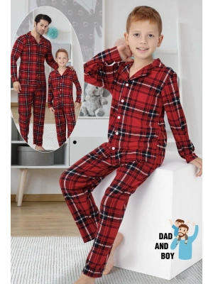 Kırmızı Çizgili Çocuk Pijama Takımı (5-16 yaş)
