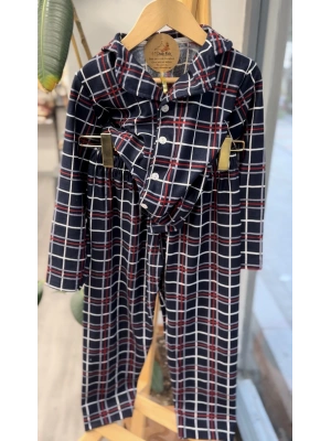 Mavi Çizgili Yetişkin Pijama Takımı (M-XXL beden)
