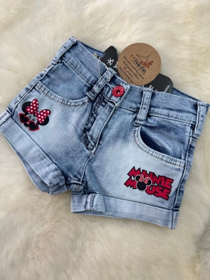 Minnie Baskılı Kot Şort