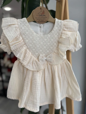 Organik Müslin Dantelli Kumaş Elbise