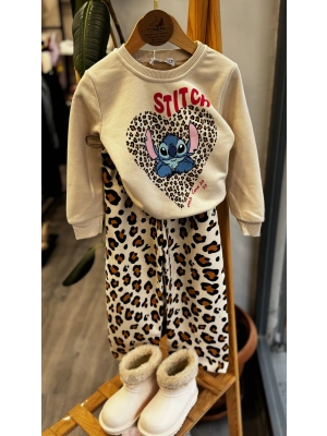 Stitch Leopar Geniş Paçalı Takım (2-8 yaş)