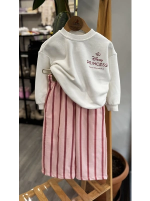 Princess Baskılı Geniş Paçalı Takım (2-8 yaş)