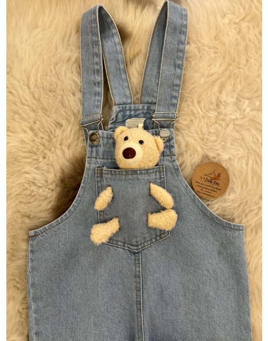 Ayıcıklı Unisex Kot Salopet