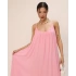 pembe askılı uzun elbise