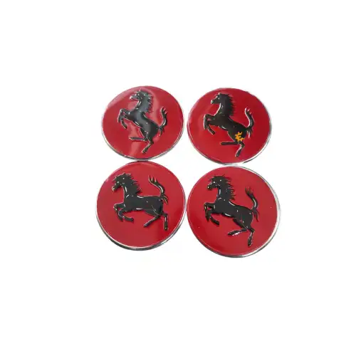 Jant Göbeği Arma Ferrari Alüminyum 60 mm 4lü Set Kırmızı Krom