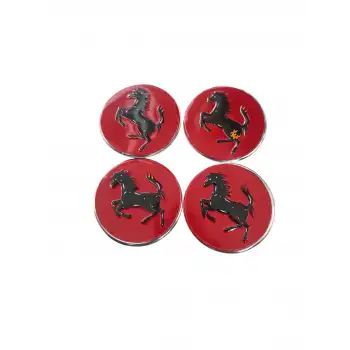 Jant Göbeği Arma Ferrari Alüminyum 60 mm 4lü Set Kırmızı Krom