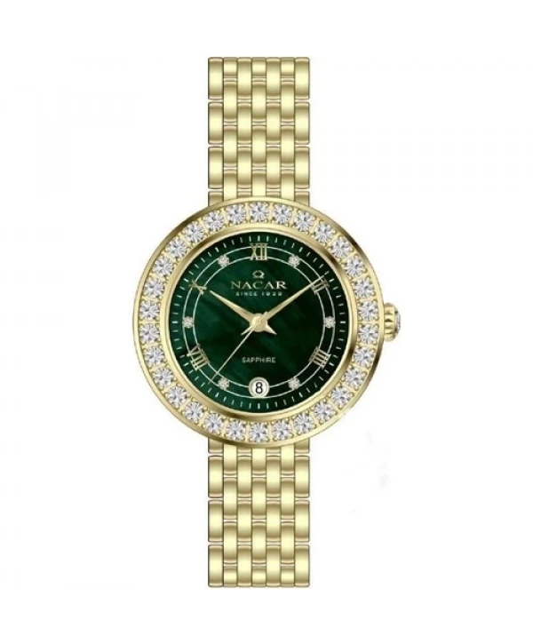 Nacar NC34-39B717-DNMS Çelik Kordon Taşlı Tasarım 5 Atm  Suya Dayanıklı Altın Renk Kadın Kol Saati