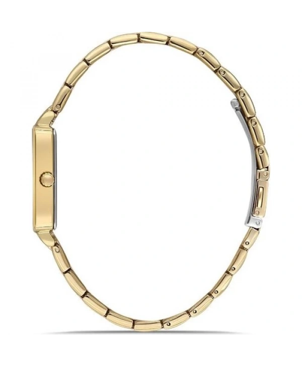 Dice Kayek DK.1.AG1381.08 Dikdörtgen Kadran Çelik Kordon Çelik Kasa 3 Atm Suya Dayanıklı Altın Renk Kadın Kol Saati