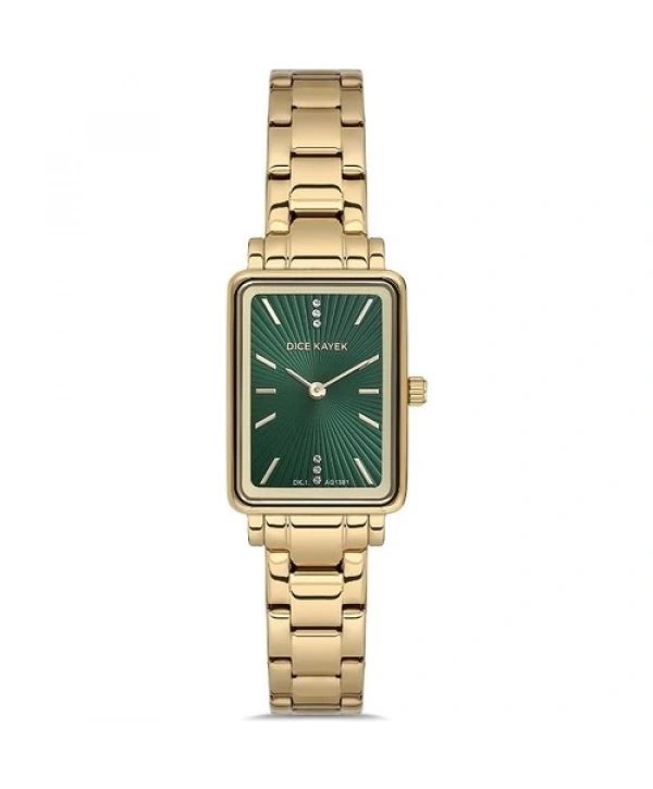 Dice Kayek DK.1.AG1381.07 Dikdörtgen Kadran Çelik Kordon Çelik Kasa 3 Atm Suya Dayanıklı Altın Renk Kadın Kol Saati