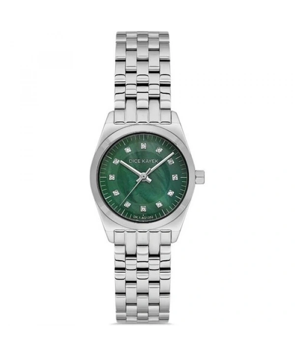 Dice Kayek DK.1.AG1352.02 Taşlı Tasarım 5 Atm Suya Dayanıklı Çelik Kordonlu Metalik Renk Kadın Kol Saati
