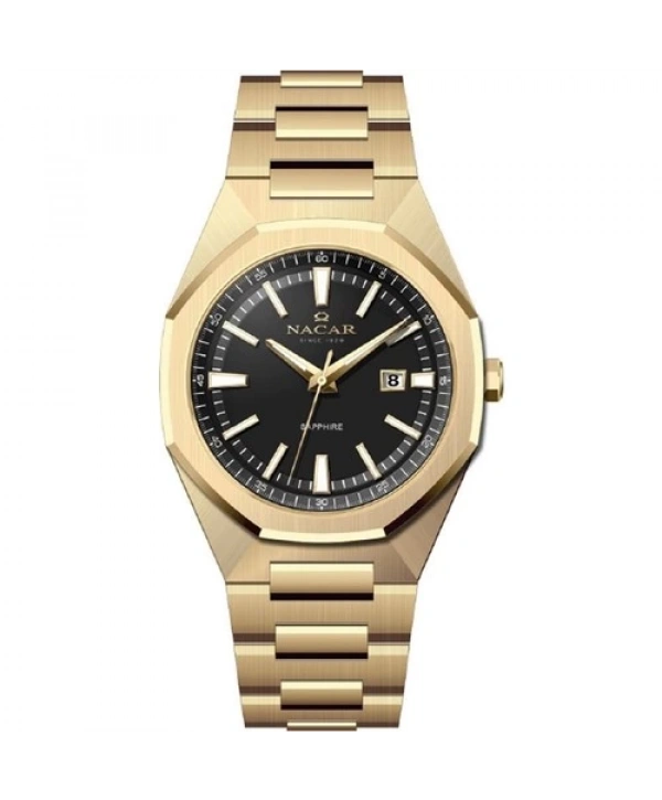 Nacar NC08-29430494-DBM Safir Çizilmez Cam Suya Dayanıklı Altın Renk Erkek Kol Saati