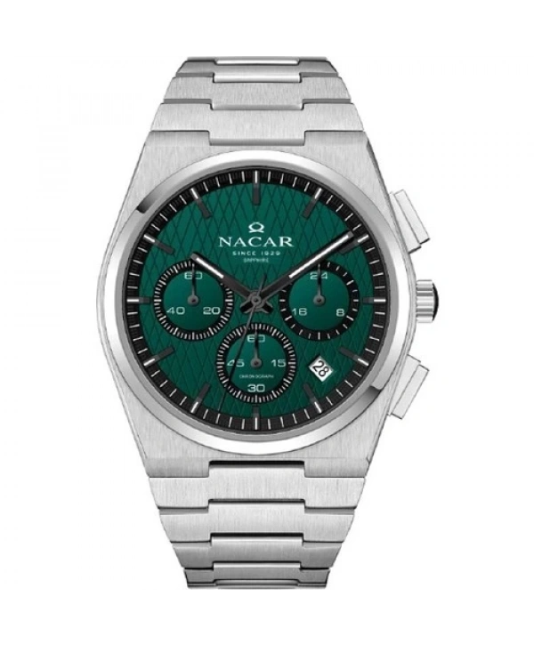 Nacar NC41-299795-ANM Chronograph Fonksiyonlar Aktif Safir Çizilmez Cam  Metalik Renk Erkek Kol Saati