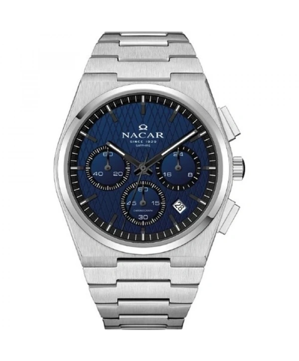 Nacar NC41-299795-ALM Chronograph Fonksiyonlar Aktif Safir Çizilmez Cam  Metalik Renk Erkek Kol Saati