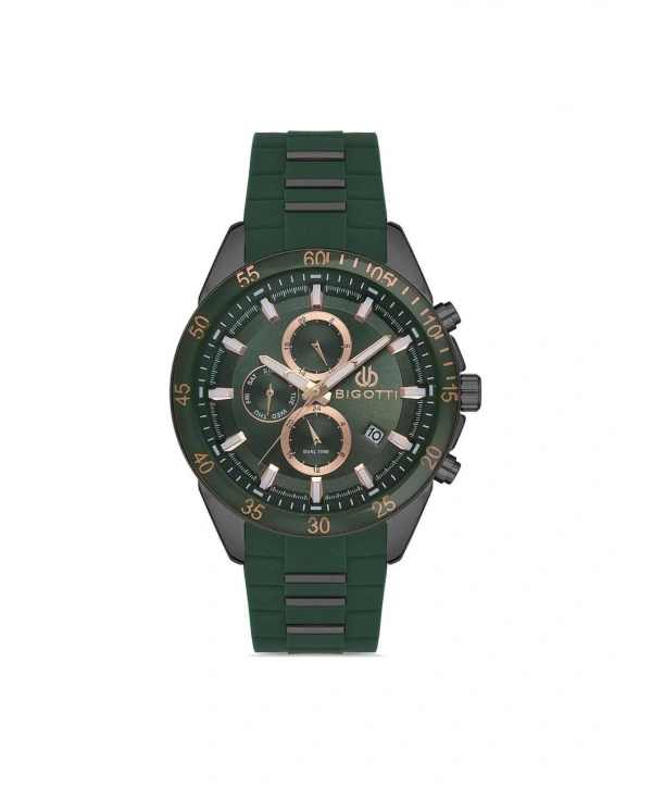 Bigotti BG.1.10399.4 Çelik Kaplama Silikon Kordon Fonksiyonlar Aktif Yeşil Erkek Kol Saati
