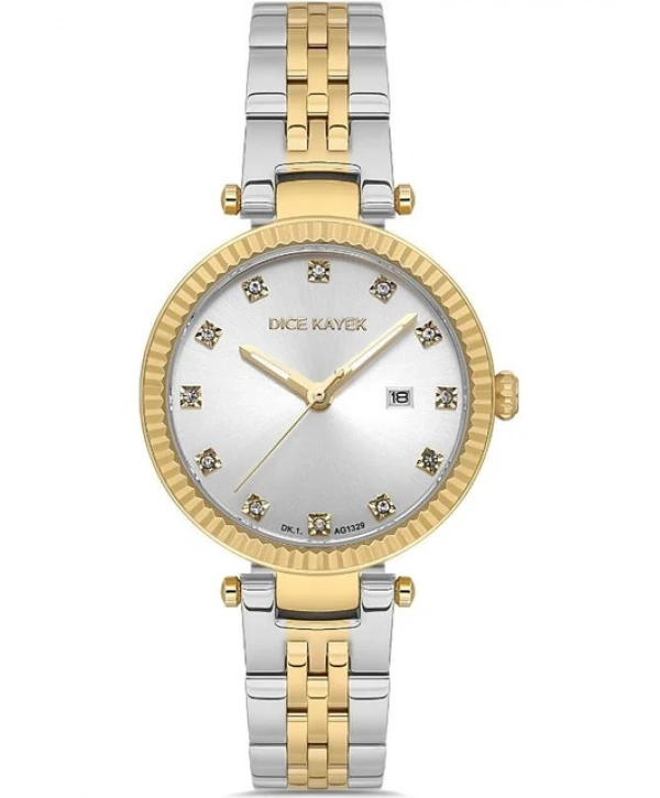 Dice Kayek DK.1.AG1329.05 Swarovski Taşlı Çelik Kordonlu Metalik Renk Kadın Kol Saati