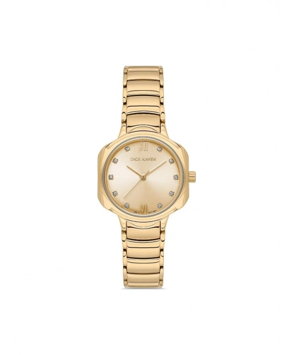 Dice Kayek DK.1.AG1345.08 Swarovski Taşlı Çelik Kordonlu Altın Renk Kadın Kol Saati