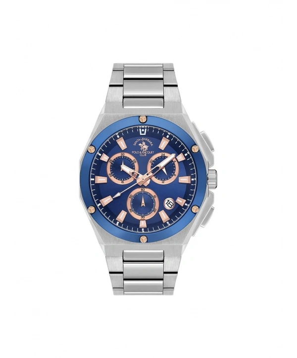 Santa Barbara Polo & Racquet Club Santa Barbara Polo Racquet Club SB.1.10577-5 Tüm Fonksiyonları Aktif Çelik Kordonlu Suya Dayanıklı Metalik Renk Erkek Kol Saati