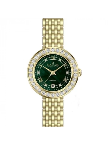 Nacar NC34-39B717-DNMS Çelik Kordon Taşlı Tasarım 5 Atm  Suya Dayanıklı Altın Renk Kadın Kol Saati