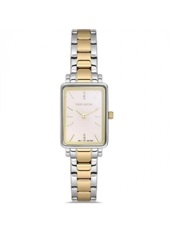 Dice Kayek DK.1.AG1381.04 Dikdörtgen Kadran Çelik Kordon Çelik Kasa 3 Atm Suya Dayanıklı Metalik-Altın Renk Kadın Kol Saati