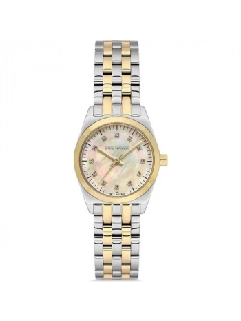 Dice Kayek DK.1.AG1352.05 Taşlı Tasarım 5 Atm Suya Dayanıklı Çelik Kordonlu Metalik Renk Kadın Kol Saati