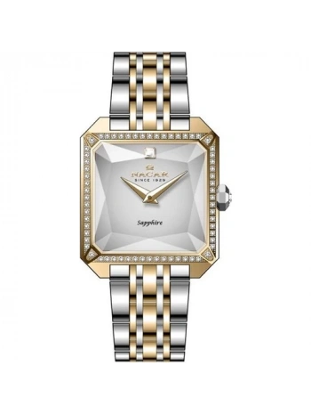 Nacar NC33-398387-CWMS Safir Camlı Minimal Taşlı Tasarım 3 Atm Suya Dayanıklı Çelik Kordon Metalik Renk Kadın Kol Saati