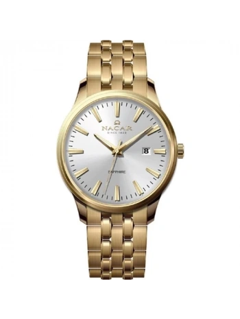 Nacar NC08-29430615-DSM Safir Çizilmez Cam Suya Dayanıklı Altın Renk Erkek Kol Saati