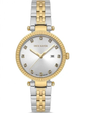 Dice Kayek DK.1.AG1329.05 Swarovski Taşlı Çelik Kordonlu Metalik Renk Kadın Kol Saati