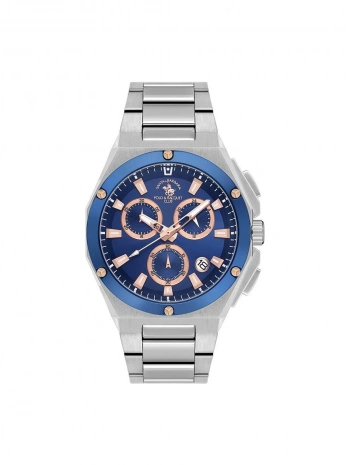 Santa Barbara Polo & Racquet Club Santa Barbara Polo Racquet Club SB.1.10577-5 Tüm Fonksiyonları Aktif Çelik Kordonlu Suya Dayanıklı Metalik Renk Erkek Kol Saati