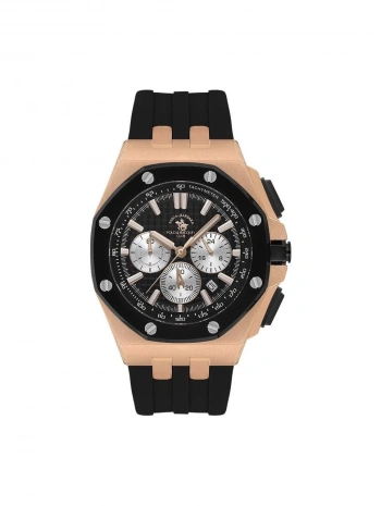 Santa Barbara Polo & Racquet Club Santa Barbara Polo Racquet Club SB.1.10601-5 Silikon Kordonlu Tüm Fonksiyonları Aktif Suya Dayanıklı Siyah Erkek Kol Saati