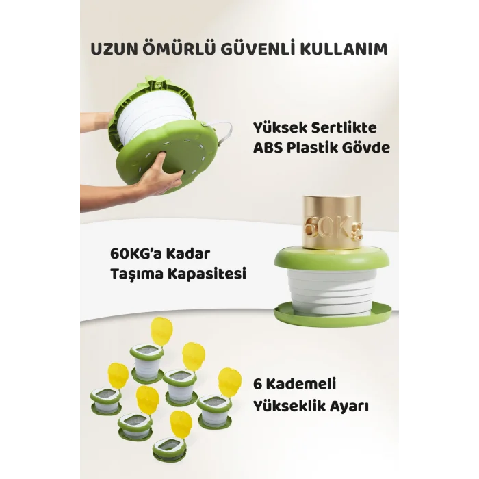 Guqqo Lazımlık Taşınabilir 6 Kademeli Çocuk Seyahat Tuvaleti Yükseklik Ayarlı Portatif Katlanabilir