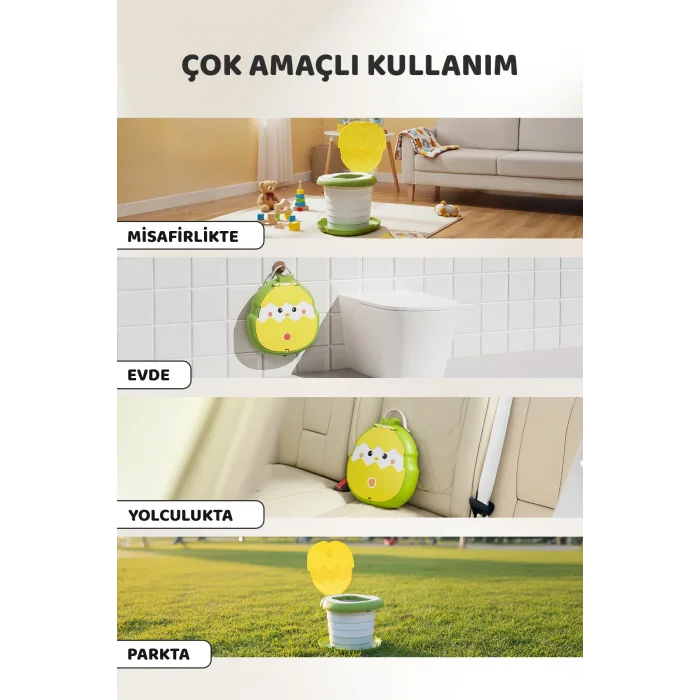 Guqqo Lazımlık Taşınabilir 6 Kademeli Çocuk Seyahat Tuvaleti Yükseklik Ayarlı Portatif Katlanabilir