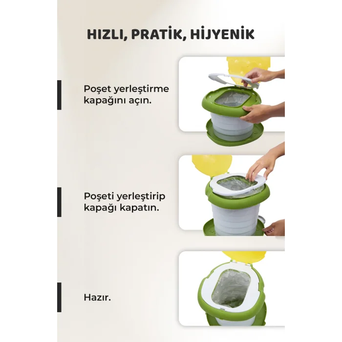 Guqqo Lazımlık Taşınabilir 6 Kademeli Çocuk Seyahat Tuvaleti Yükseklik Ayarlı Portatif Katlanabilir