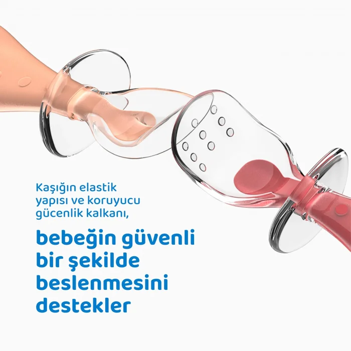 Guqqo Silikon Bebek Mama Kaşığı Seti, Diş Kaşıyıcı Uçlu, 2’li Set, Gıda Sınıfı BPA İçermez, BLW Uyumlu, Kırmızı Pembe
