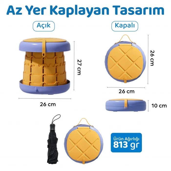 Guqqo Lazımlık Portatif Katlanabilir Taşınabilir Çocuk Tuvaleti, 80KG Taşıma Kapasiteli, Tabure, Sarı