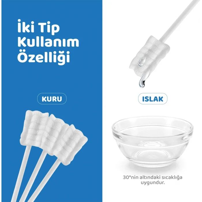 Guqqo Bebek Agız Temizleme Çubuğu, 45 Adet, Yenidoğan Dil Temizleyici, Bebek Diş Fırçası